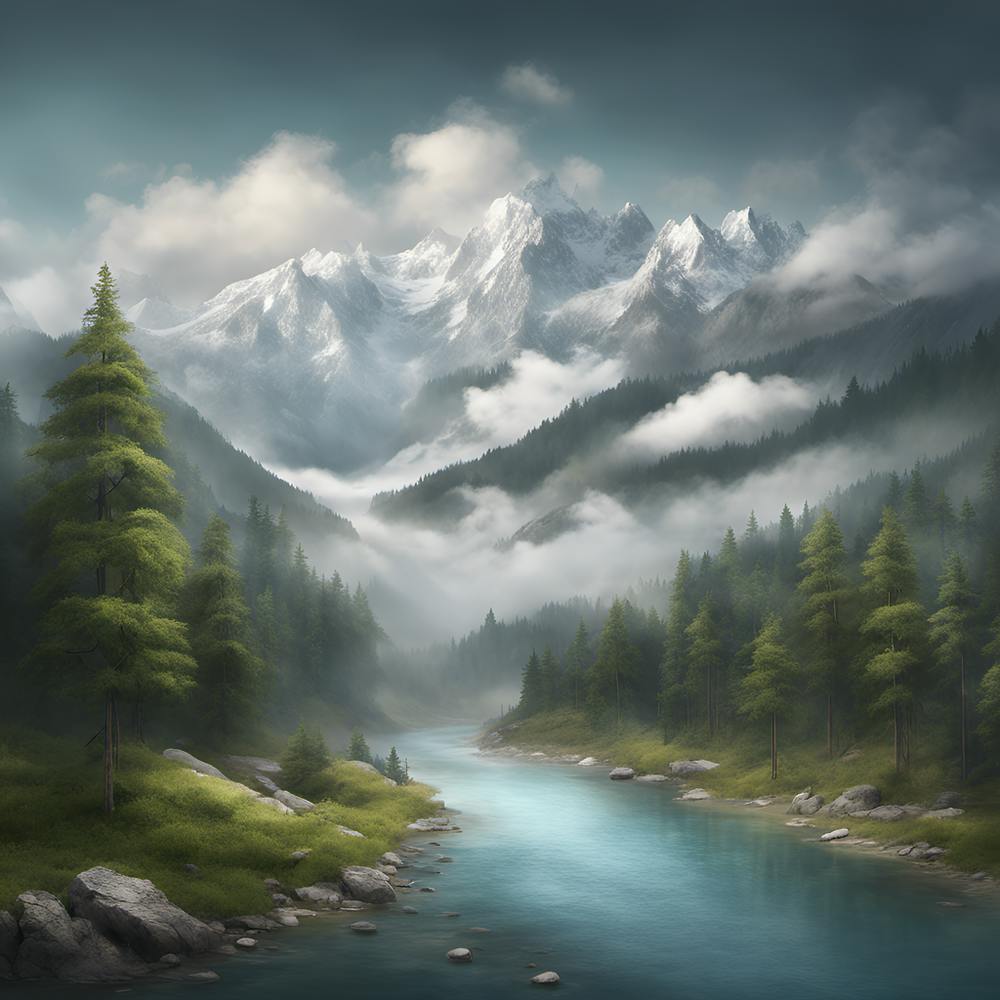 0 Breathtaking Mountain Range With A Clear River Run Esrgan V1 X2plus