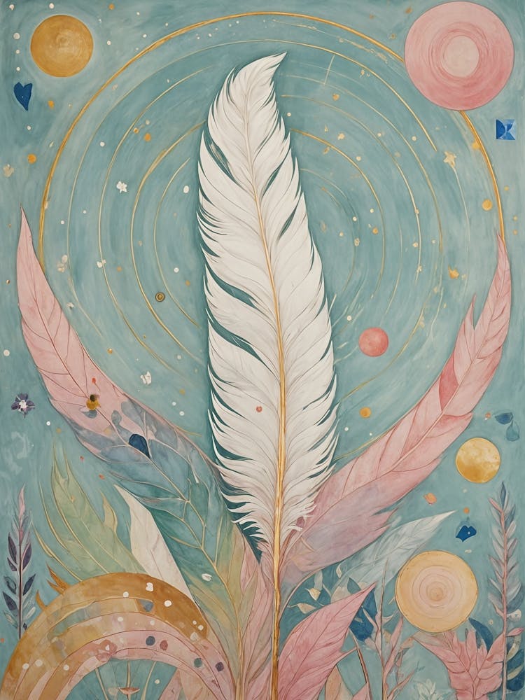 Pastel Whimsical White Feather