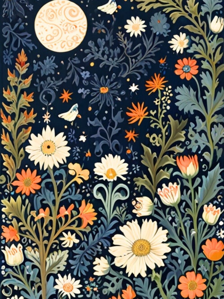 William Morris Moon And Flowers 54