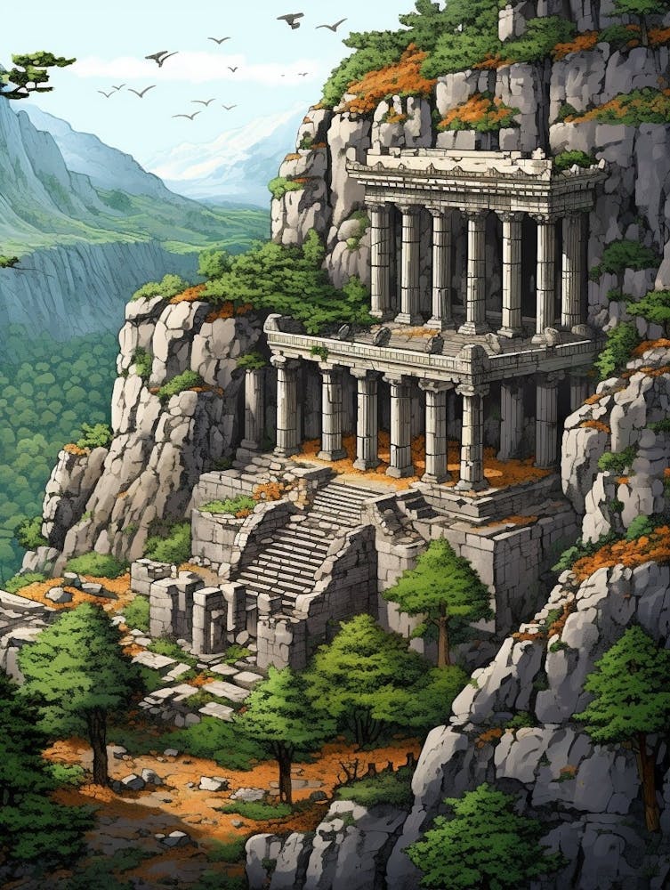 Termessos Archaeological Site Pixel Art 3