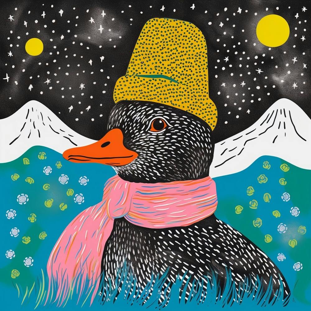 Duck In A Hat Colourful Geometric 3