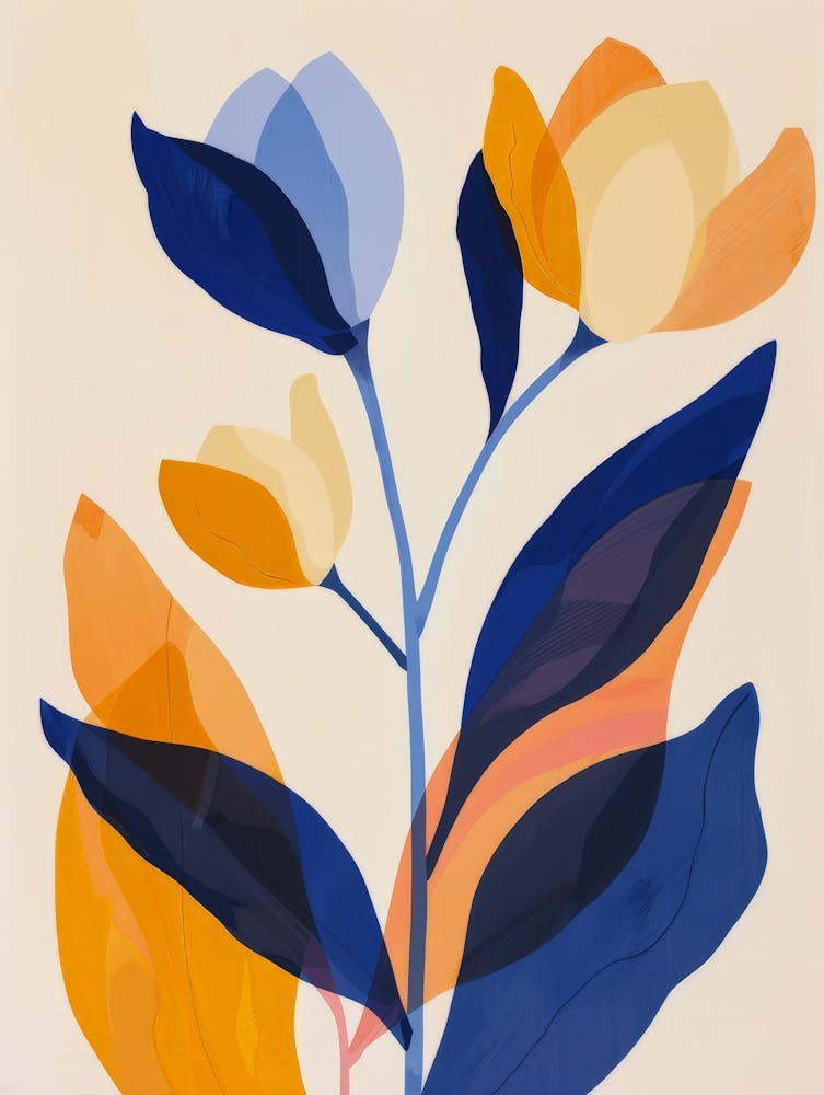 Blue And Orange Flowers 1