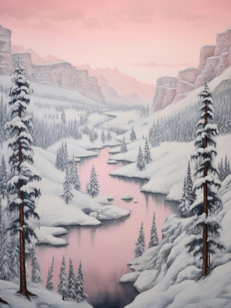 Dreamy Winter Painting Yellowstone National Park United States 2