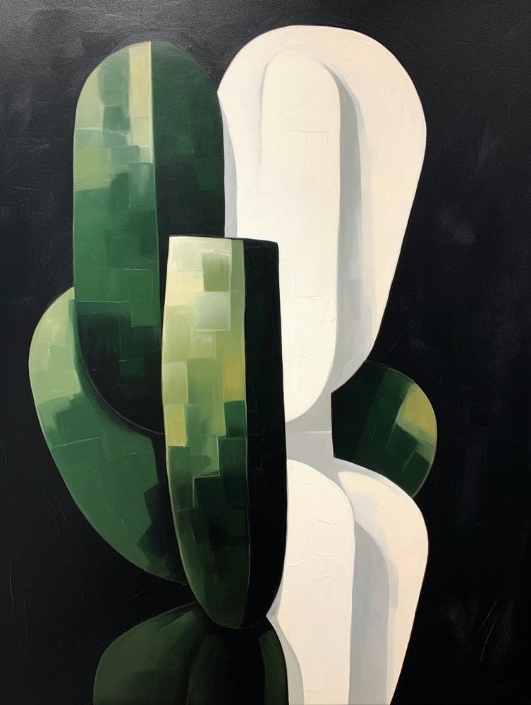 Modern Abstract Cactus Painting Bishops Cap Cactus 1