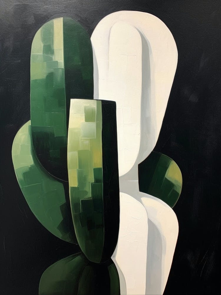 Modern Abstract Cactus Painting Bishops Cap Cactus 1