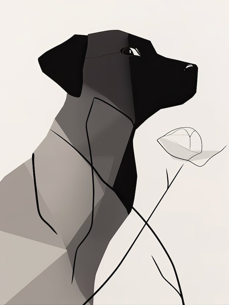 Dog Line Art Abstract 1