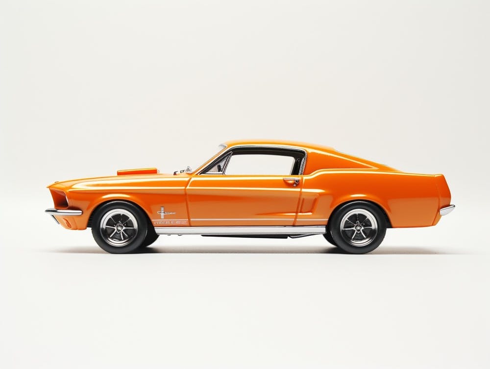 Toy Car 67 Ford Mustang Coupe Orange 2