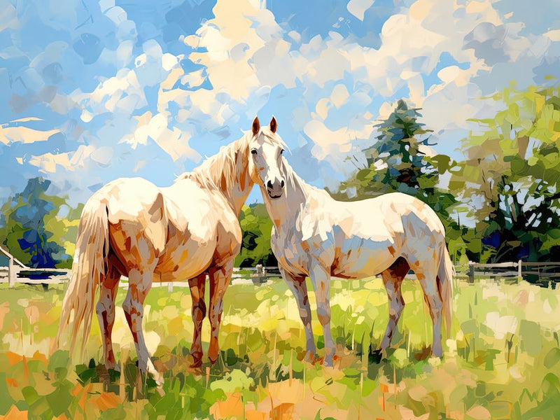 Horses Painting In Lexington Kentucky, Usa, Landscape 1