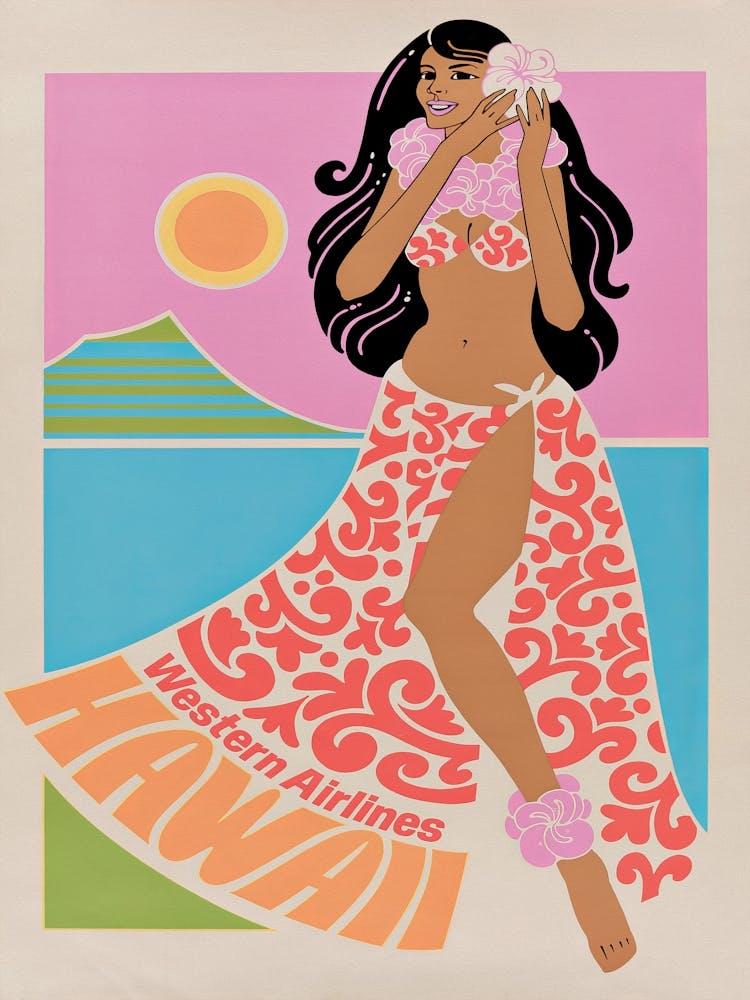 Hawaii Hula Girl Retro Vintage Poster