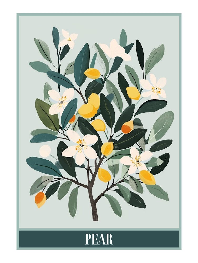 Pear Tree Flat Illustration 2 Poster