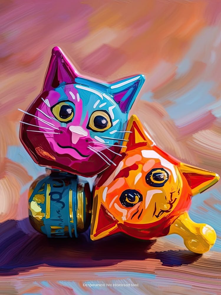 Cat Toys Oil Painting