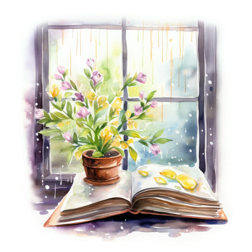 Aquarell Buch Und Blumen 4