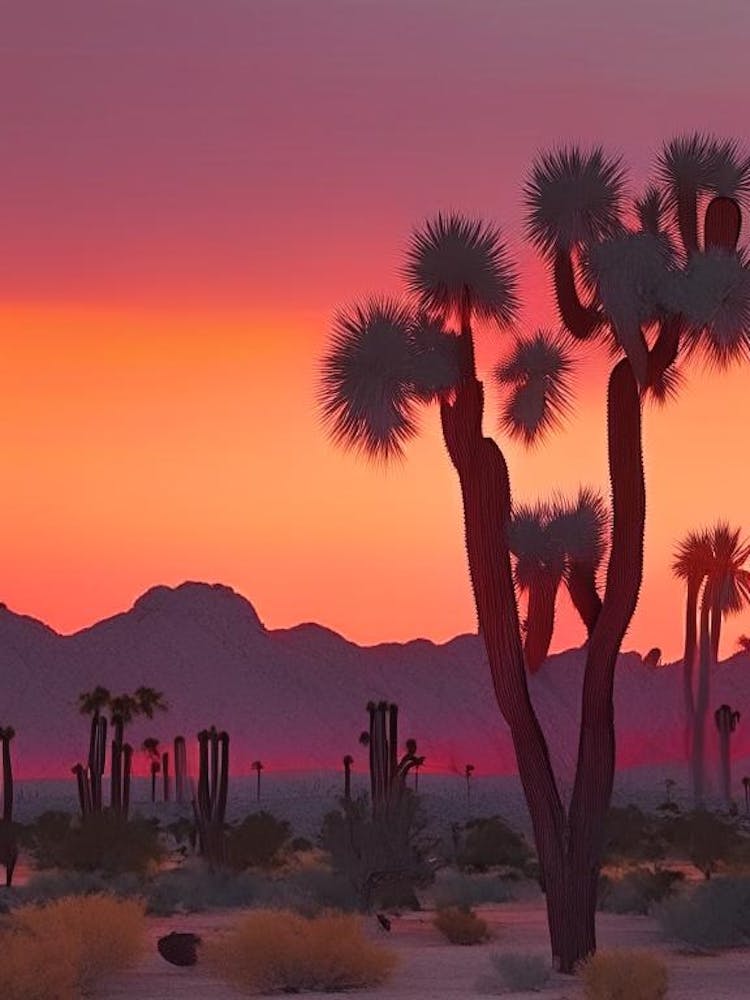 Joshua Tree Coucher de Soleil Rétro