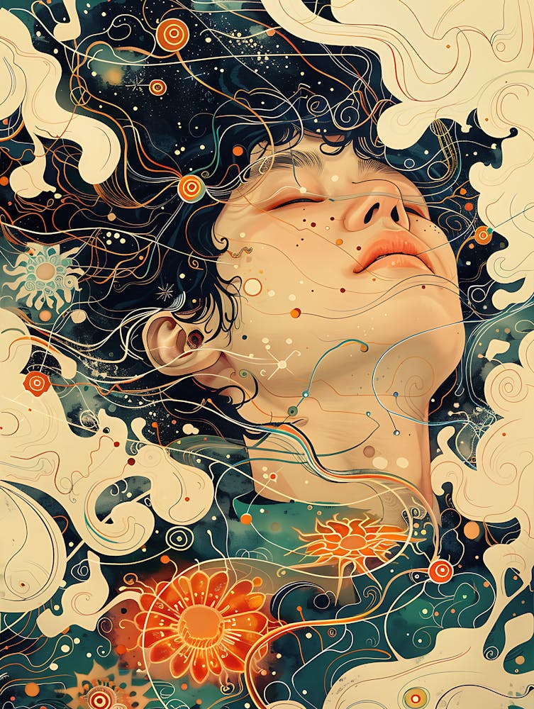 Whimsical Asian Man In Deep 5