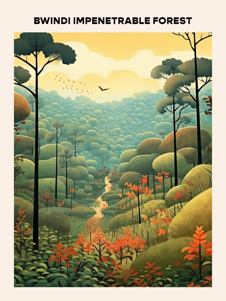 Bwindi Impenetrable Forest Midcentury Travel Poster