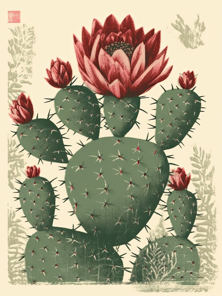 Cactus Vintage Stamp Illustration