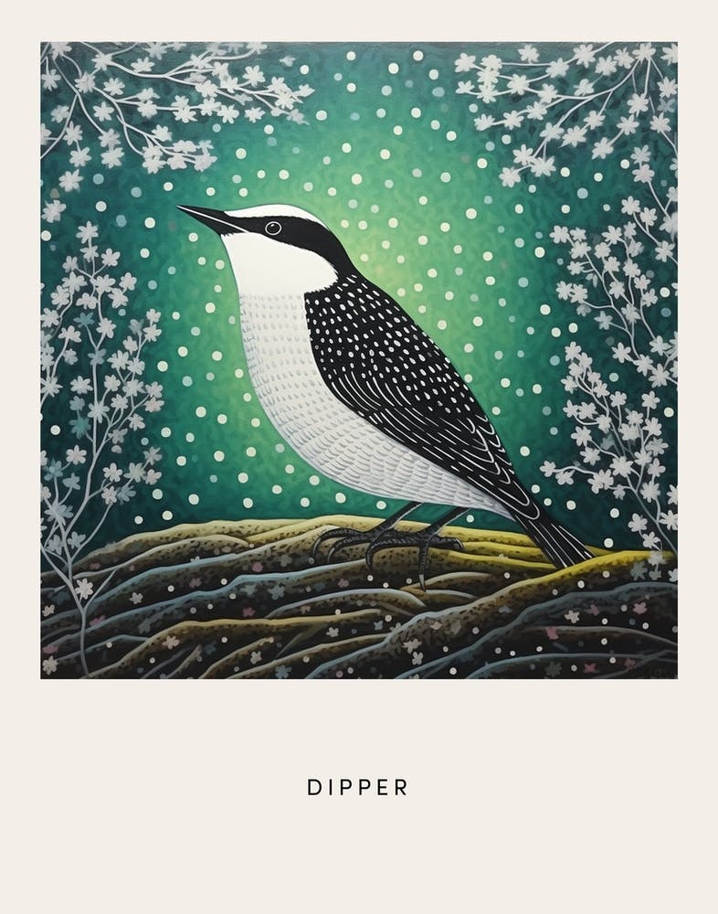Ohara Koson Inspired Bird Painting Dipper 4 Poster