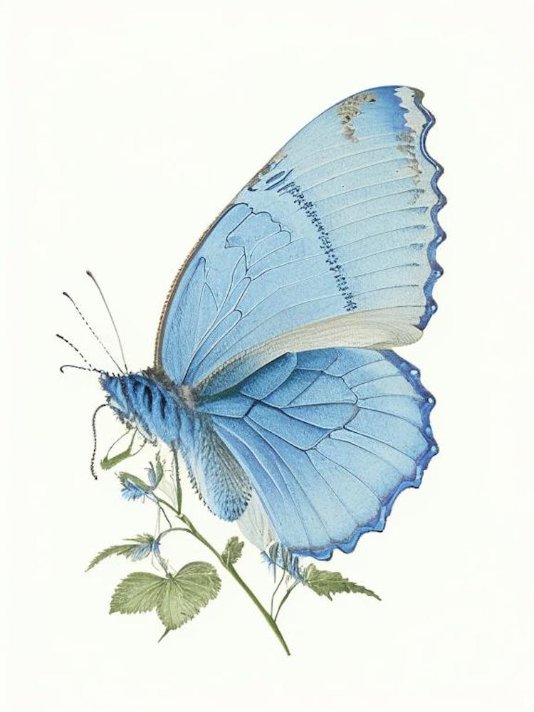 Common Blue Butterfly Vintage Pastel 1