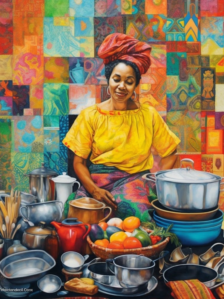 Cuisine Afro Dessin au Crayon Patchwork 4