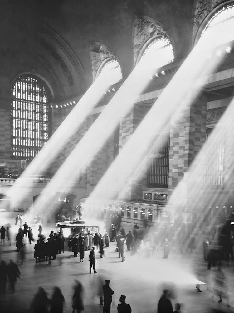 Grand Central Station, Vintage Black and White Old Photo