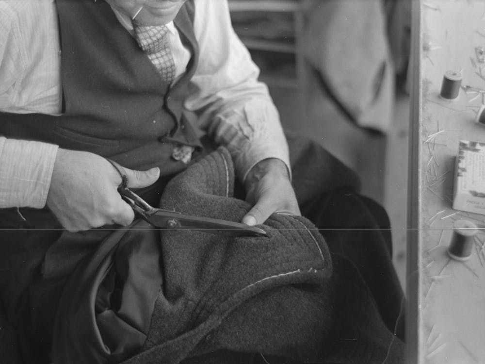 Tailor Cutting Cloth, Jersey Homesteads Factory, Hightstown, New Jersey By Russell Lee
