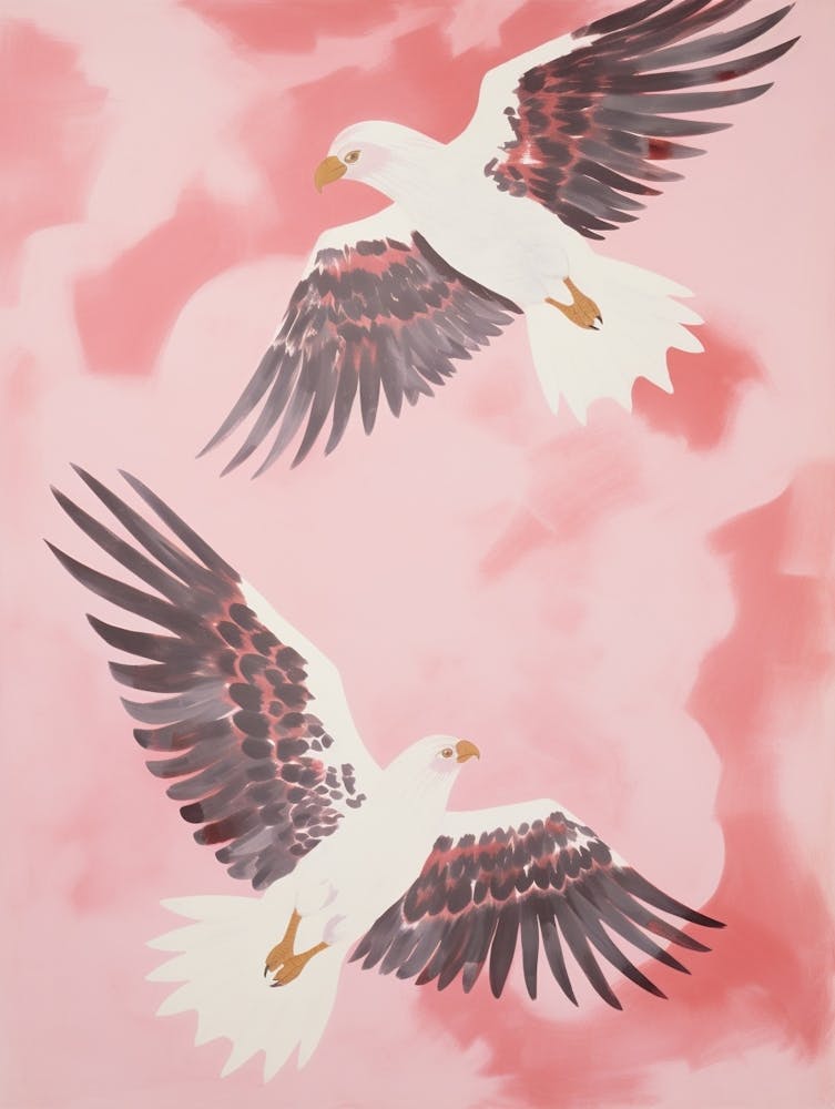 Pink Ethereal Bird Painting Eagle