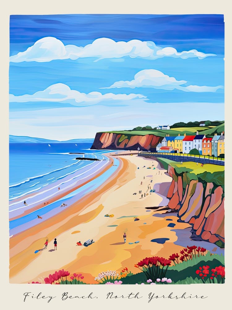Affiche de Filey Beach, North Yorkshire, Style Matisse et Rousseau 3