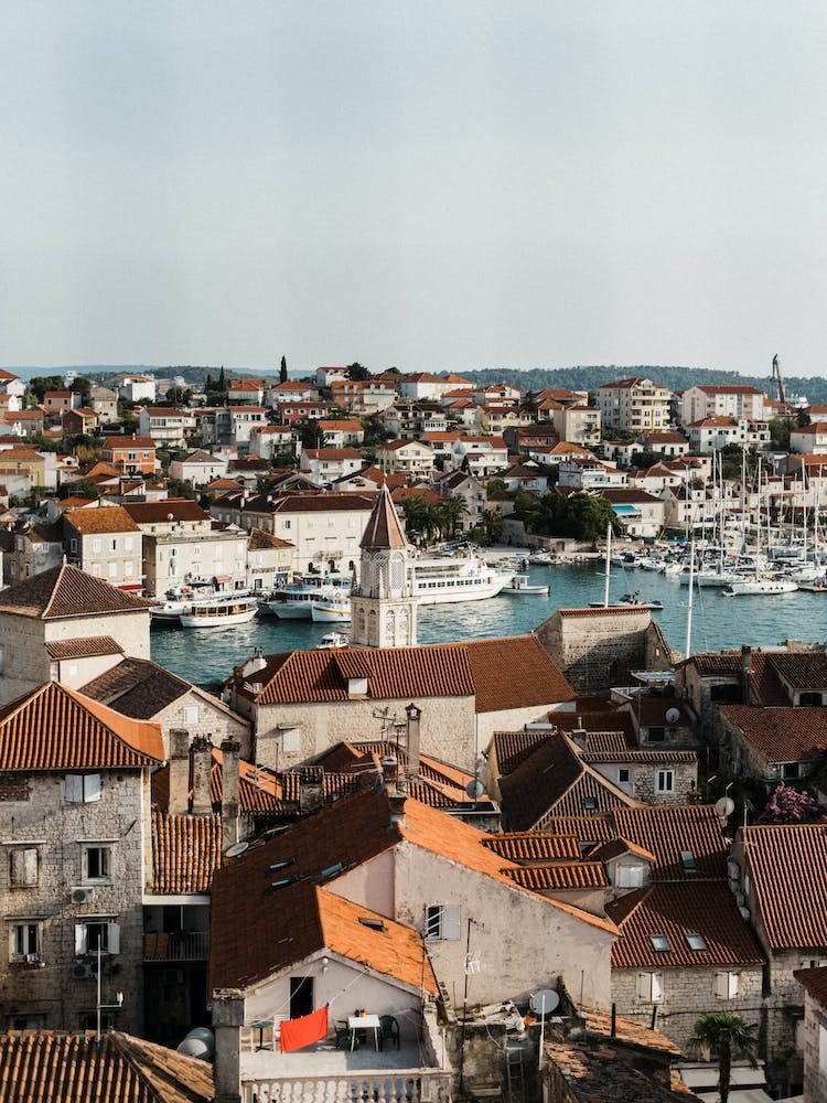 Houses With Red Rooftops In Old Town Trogir, Croatia