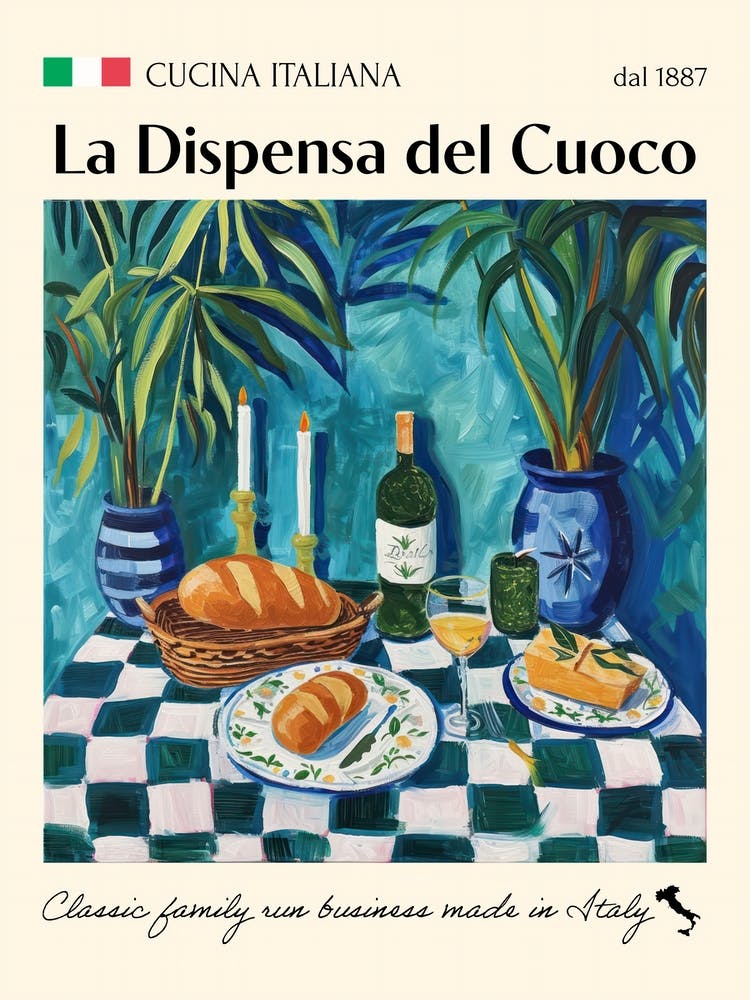 La Dispensa Del Cuoco Trattoria Italian Poster Food Kitchen