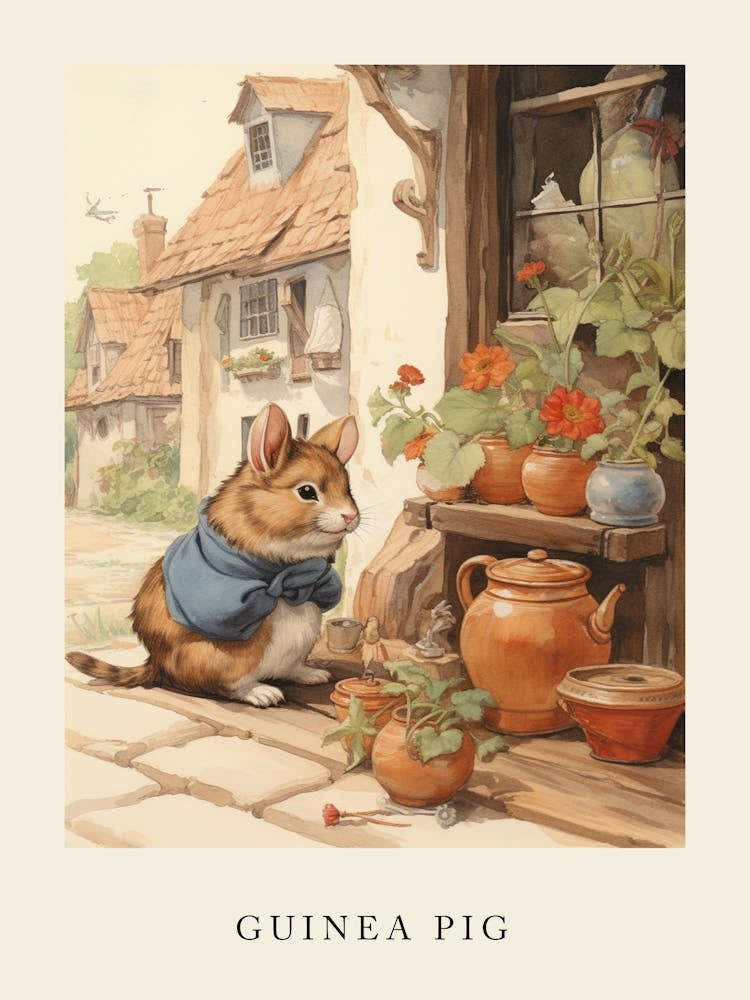 Beatrix Potter Inspired  Animal Watercolour Guinea Pig 2