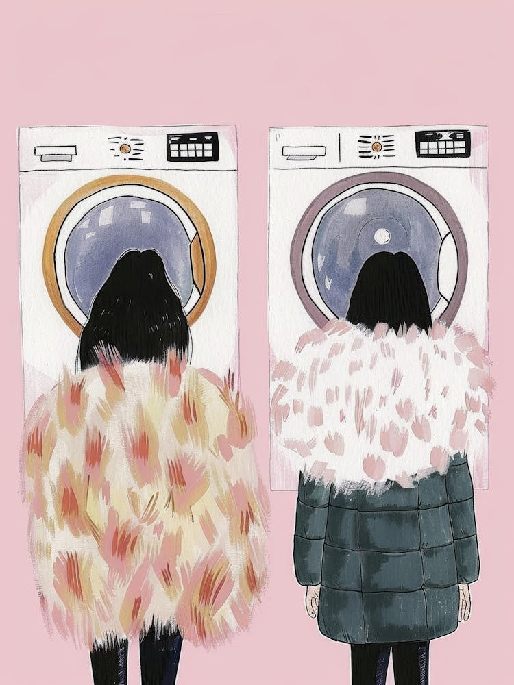 Two Women In Front Of A Washing Machine