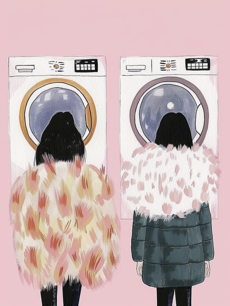 Two Women In Front Of A Washing Machine