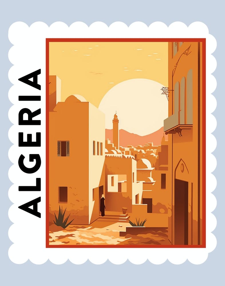 Algeria 2 Travel Stamp Poster