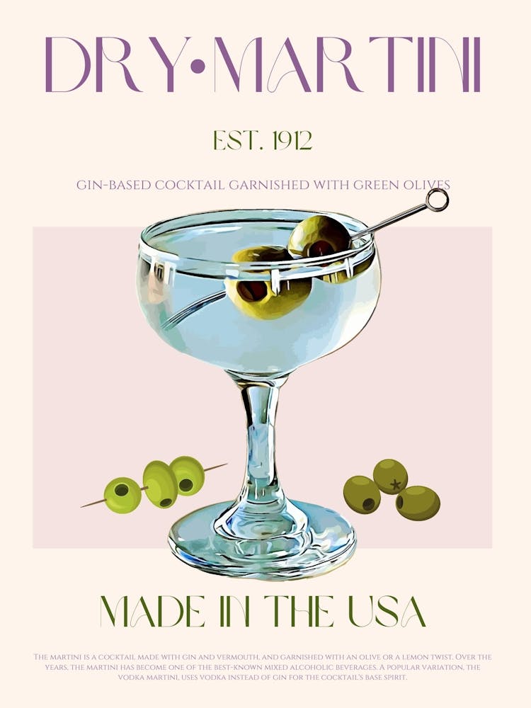 Dry Martini Cocktail Mid Century