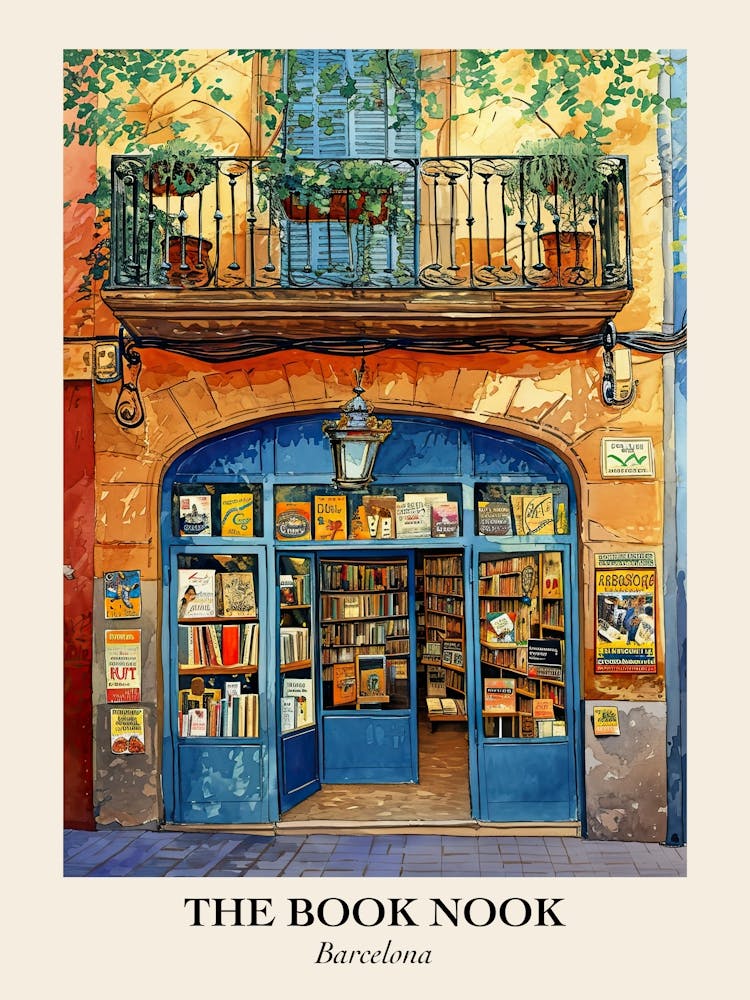Barcelona Book Nook Bookshop 1 Poster