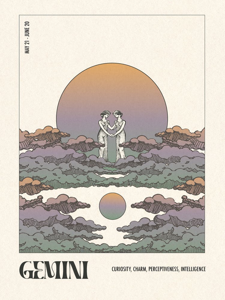 Gemini Star Sign Zodiac Art