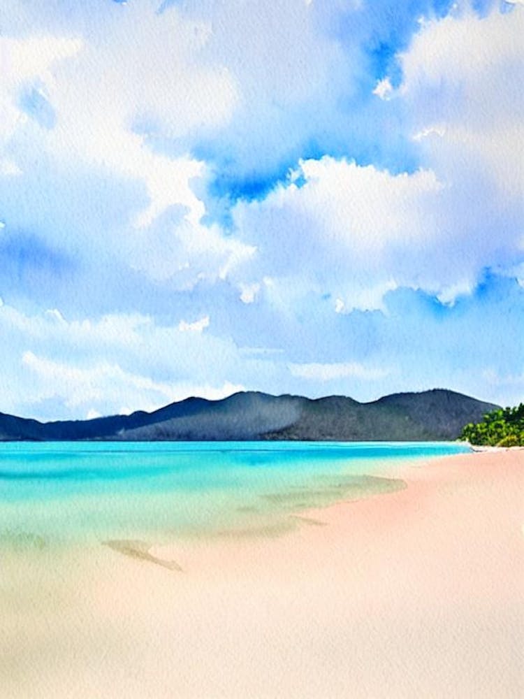 Cane Garden Bay, British Virgin Islands Watercolour