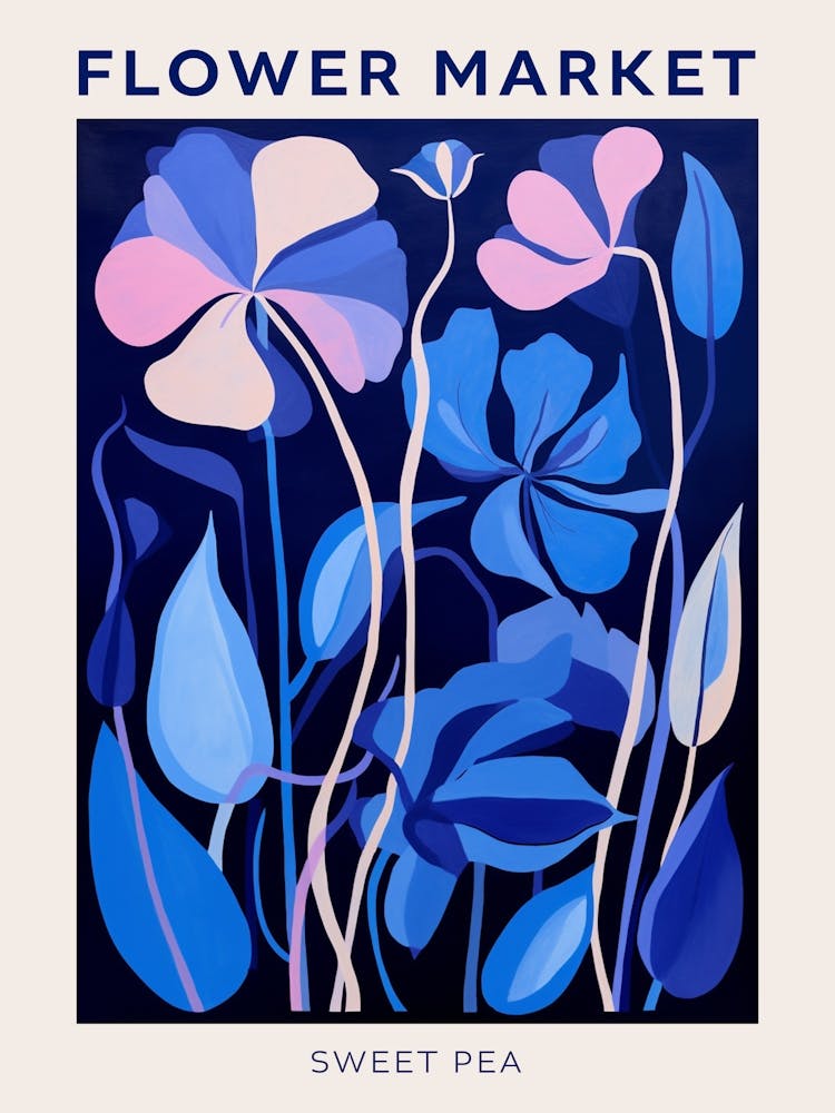 Blue Flower Market Poster Sweet Pea 3