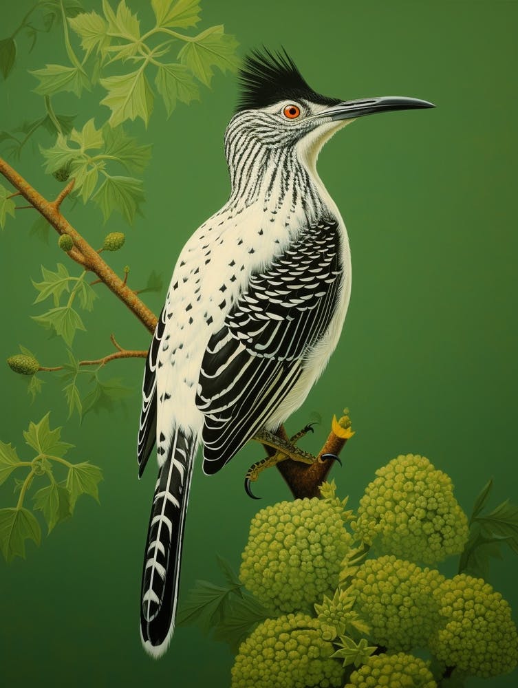 Ohara Koson Inspired Bird Painting Roadrunner 3