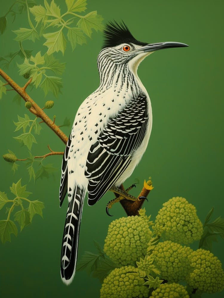 Ohara Koson Inspired Bird Painting Roadrunner 3