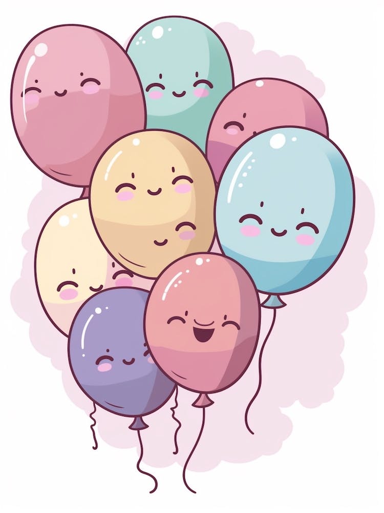 Balloons Kawaii Illustration 2