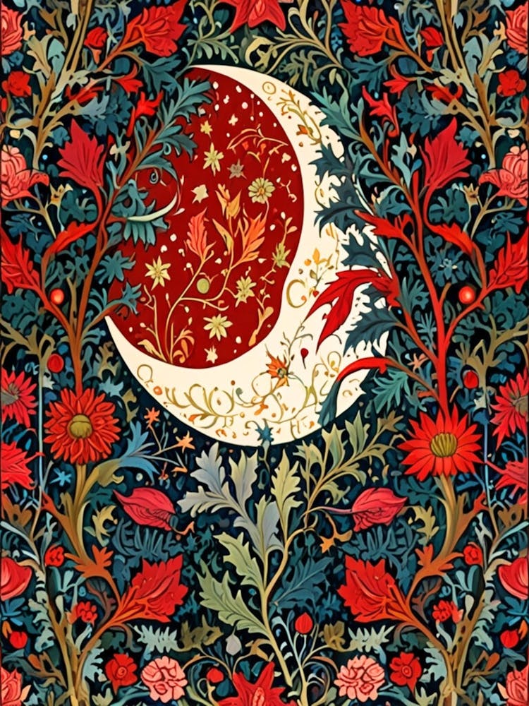 William Morris Mond und Blumen 47