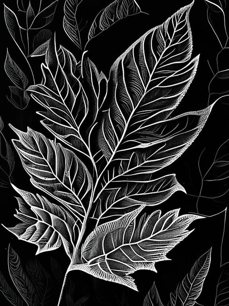 Myrtle Leaf Linocut 2