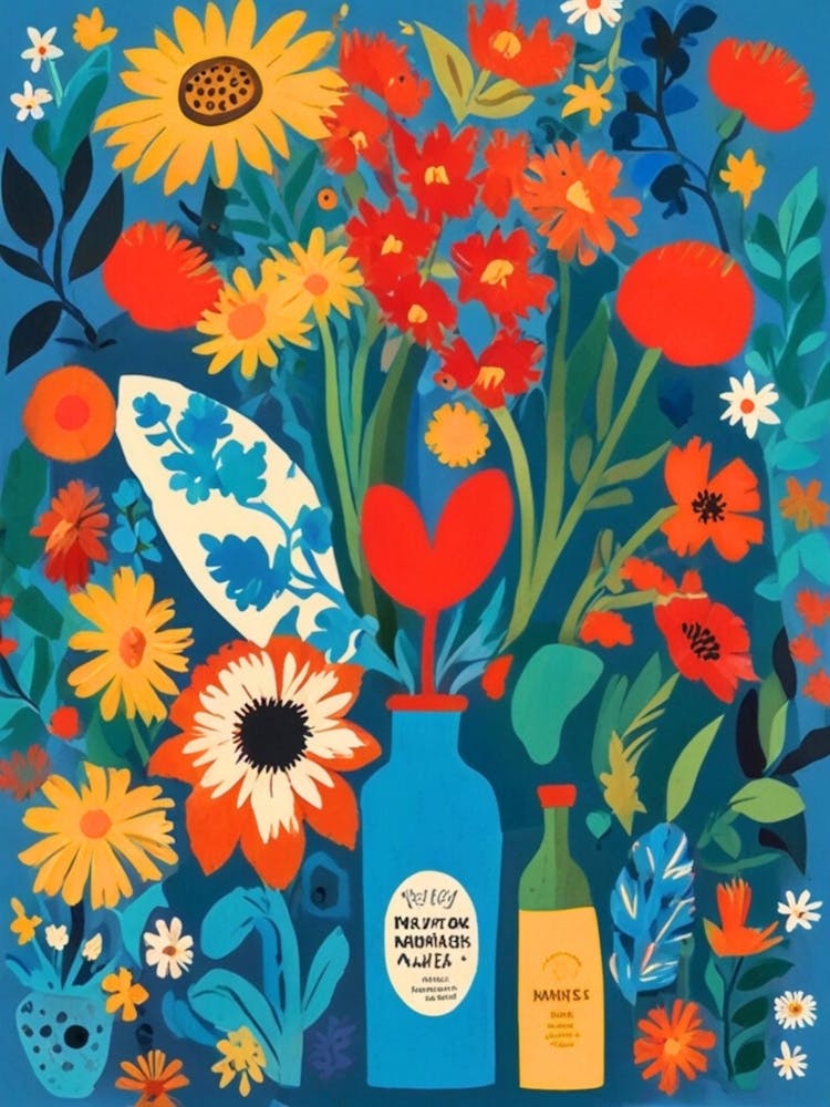 Vase Bleu De Fleurs