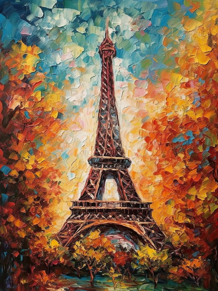Eiffel Tower Paris France Vincent Van Gogh Style 10