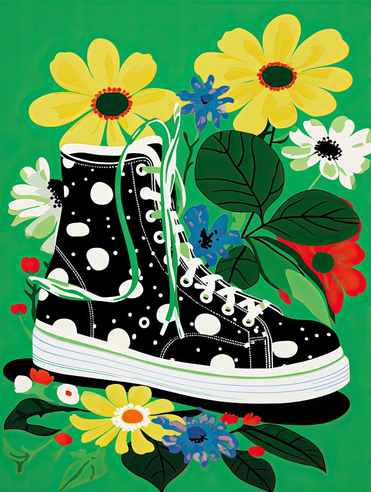 Sneaker Petal Palette: Colorful Floral Impressions