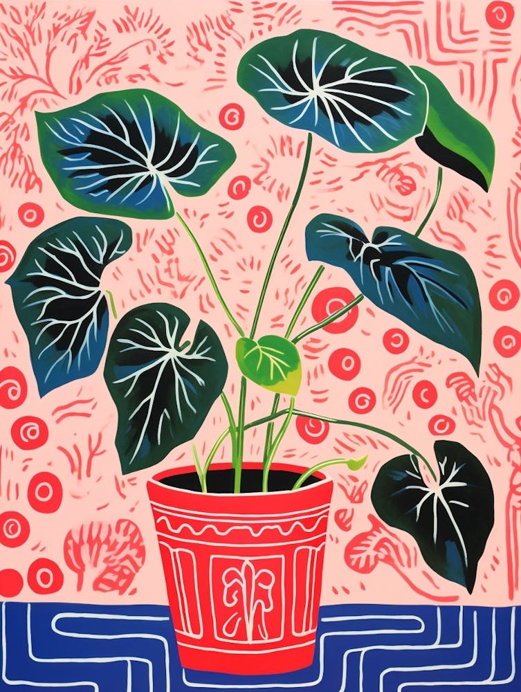 Pink And Red Plant Illustration Philodendron 8
