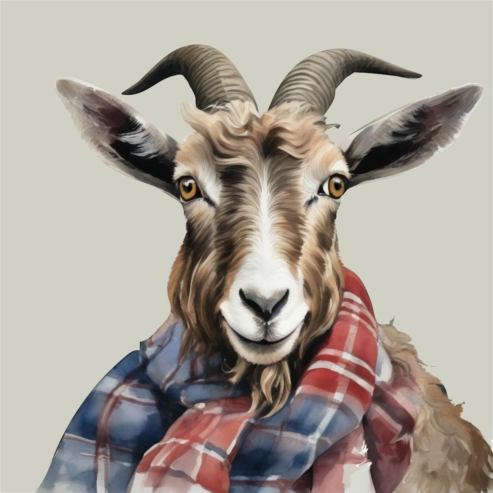 Watercolour Highland Goat Douglas