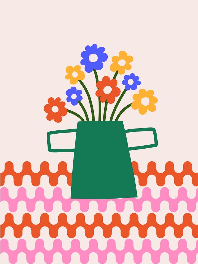 Flowers In A Vase Groovy Funky Art