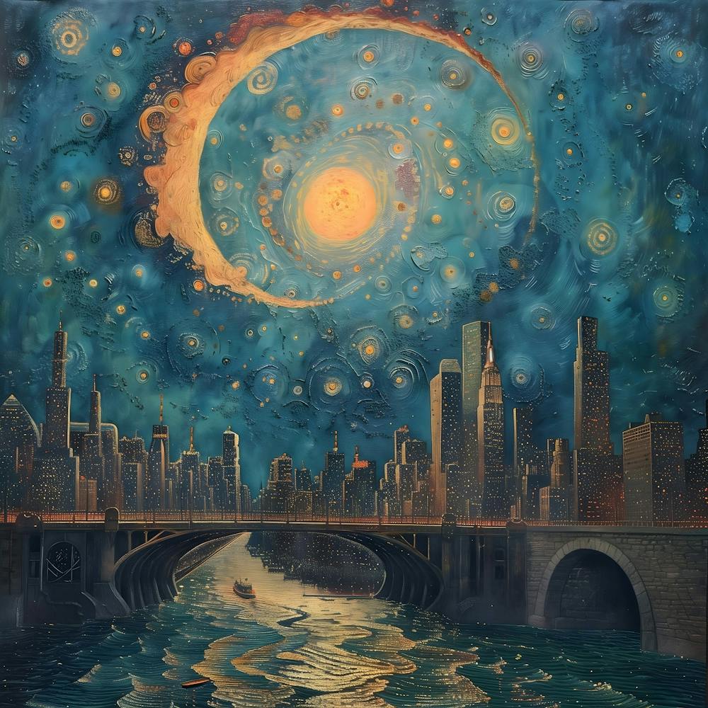 Starry Night Over Chicago, Winzige Punkte, Pointillismus